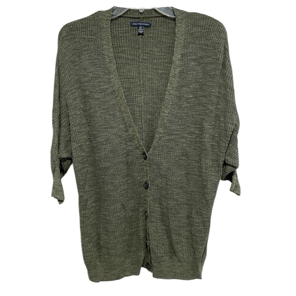 American Eagle Oversized Slouchy Cardigan Sweater Size XS Green Knit Relaxed